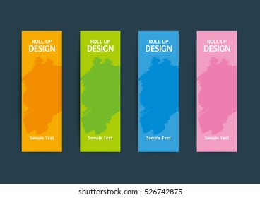 Roll up banner stand design with strokes of paint