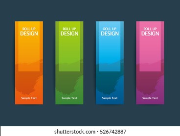 Roll up banner stand design with strokes of paint