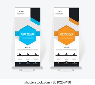Roll up banner stand design template, modern corporate business x-banner design