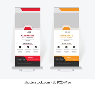 Roll up banner stand design template, modern corporate business x-banner design