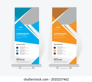 Roll up banner stand design template, modern corporate business x-banner design