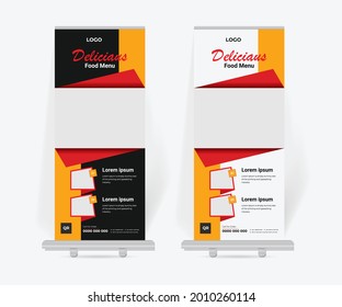 Roll up banner stand design template, modern food x-banner design