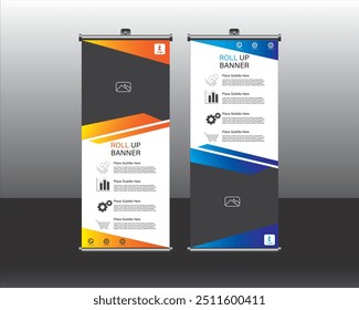 Roll up banner stand design template, modern roll up banner, vector illustration