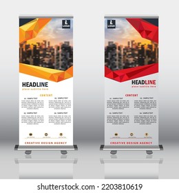 Roll Up Banner Stand Design. Vector illustration