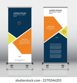Roll up banner stand design. Vector.