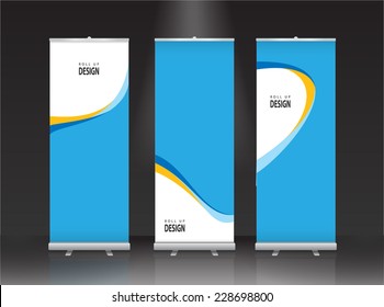 Roll Up Banner Stand Design. Vector.