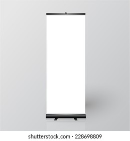 Roll up banner stand design. Vector.