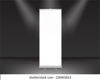 Roll up banner stand design. Vector.