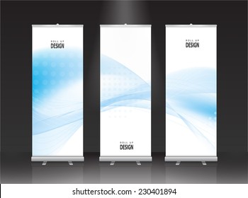 Roll up banner stand design. Vector.