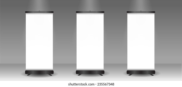 Roll up banner stand of design, Vector.