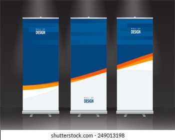 Roll up banner stand design. Vector.