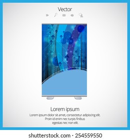 Roll up banner stand design. Vector.