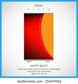 Roll up banner stand design. Vector.
