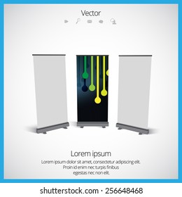 Roll up banner stand design. Vector.