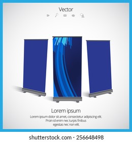 Roll up banner stand design. Vector.