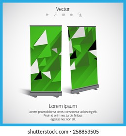 Roll up banner stand design. Vector.