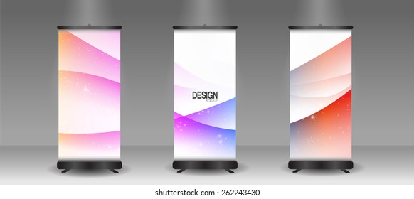 Roll up banner stand of design, Vector.