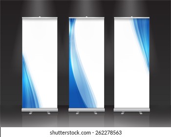 Roll Up Banner Stand Design. Vector.