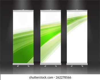 Roll up banner stand design. Vector.