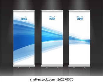 Roll up banner stand design. Vector.