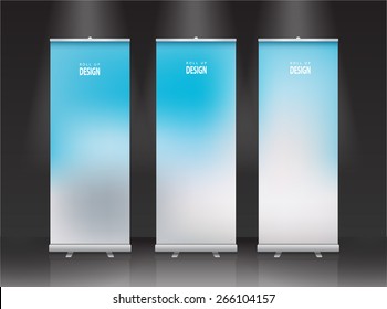 Roll up banner stand design. Vector.