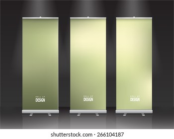 Roll up banner stand design. Vector.