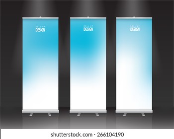 Roll up banner stand design. Vector.