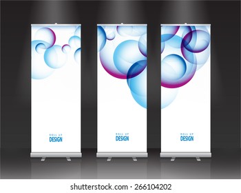 Roll up banner stand design. Vector.