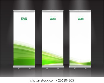 Roll up banner stand design. Vector.