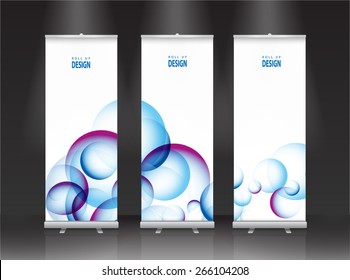 Roll up banner stand design. Vector.