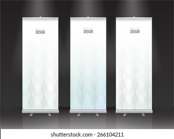 Roll up banner stand design. Vector.
