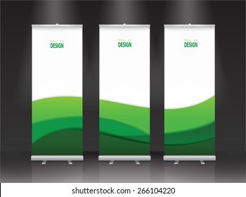 Roll up banner stand design. Vector.