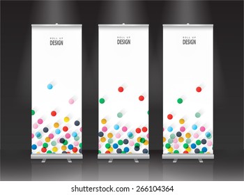 Roll up banner stand design. Vector.
