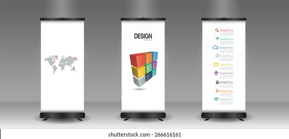 Roll up banner stand of design, Vector.