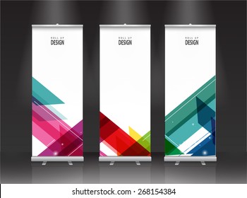 Roll Up Banner Stand Design. Vector.