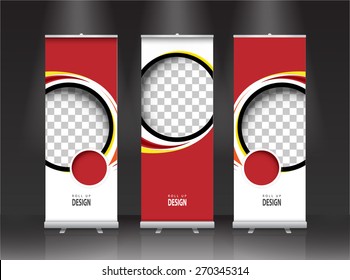 Roll Up Banner Stand Design. Vector.