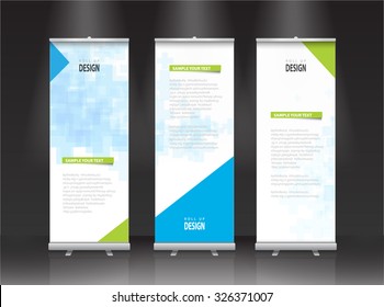 Roll Up Banner Stand Design. Vector.