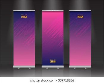 Roll up banner stand design. Vector.