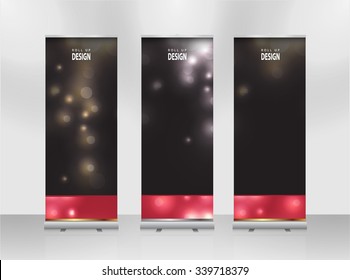Roll up banner stand design. Vector.