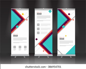 Roll up banner stand design. Vector.