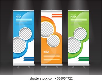 Roll Up Banner Stand Design. Vector.