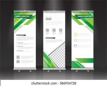 Roll Up Banner Stand Design. Vector.