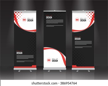 Roll Up Banner Stand Design. Vector.