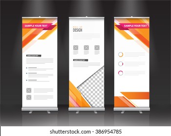 Roll up banner stand design. Vector.