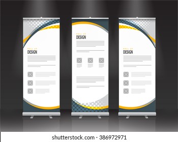 Roll up banner stand design. Vector.