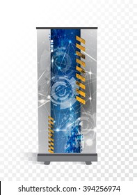 Roll up banner stand design. Vector.