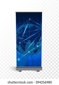 Roll up banner stand design. Vector.