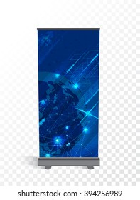 Roll up banner stand design. Vector.