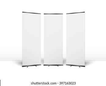 Roll up banner stand design. Vector.
