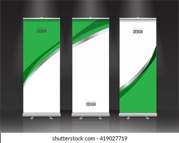 Roll up banner stand design. Vector.